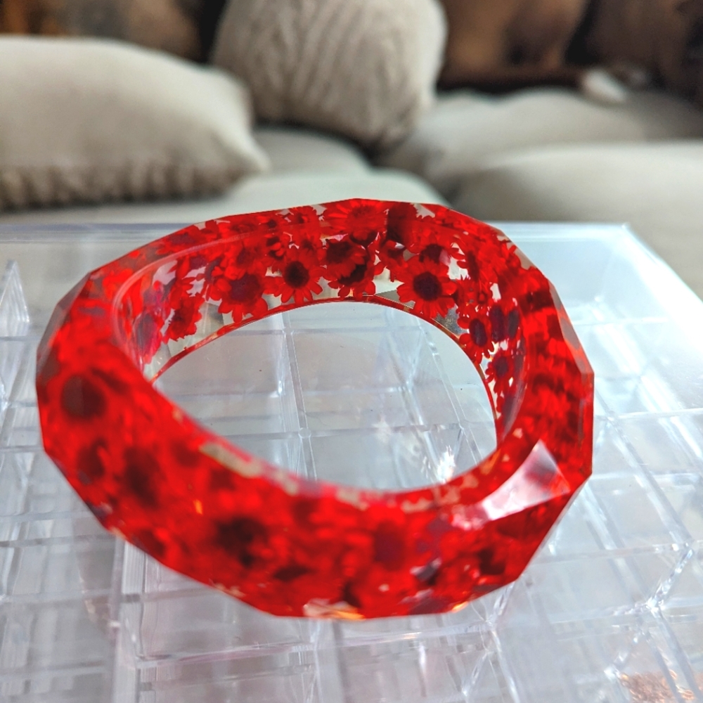 Real Flower Terrarium Bracelet Resin Bangle